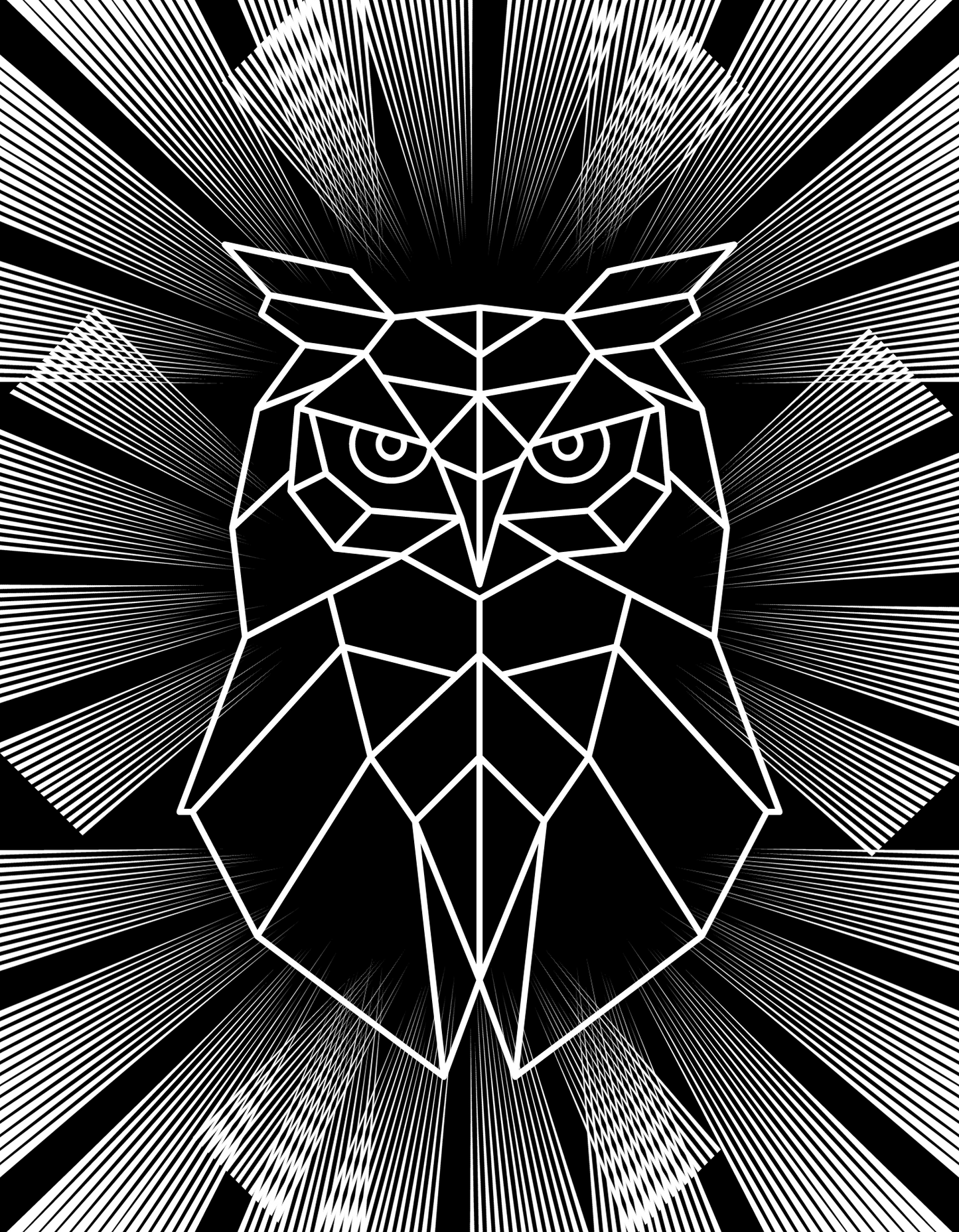 Cuukuy Geometric Owl T-Shirt - Black, White